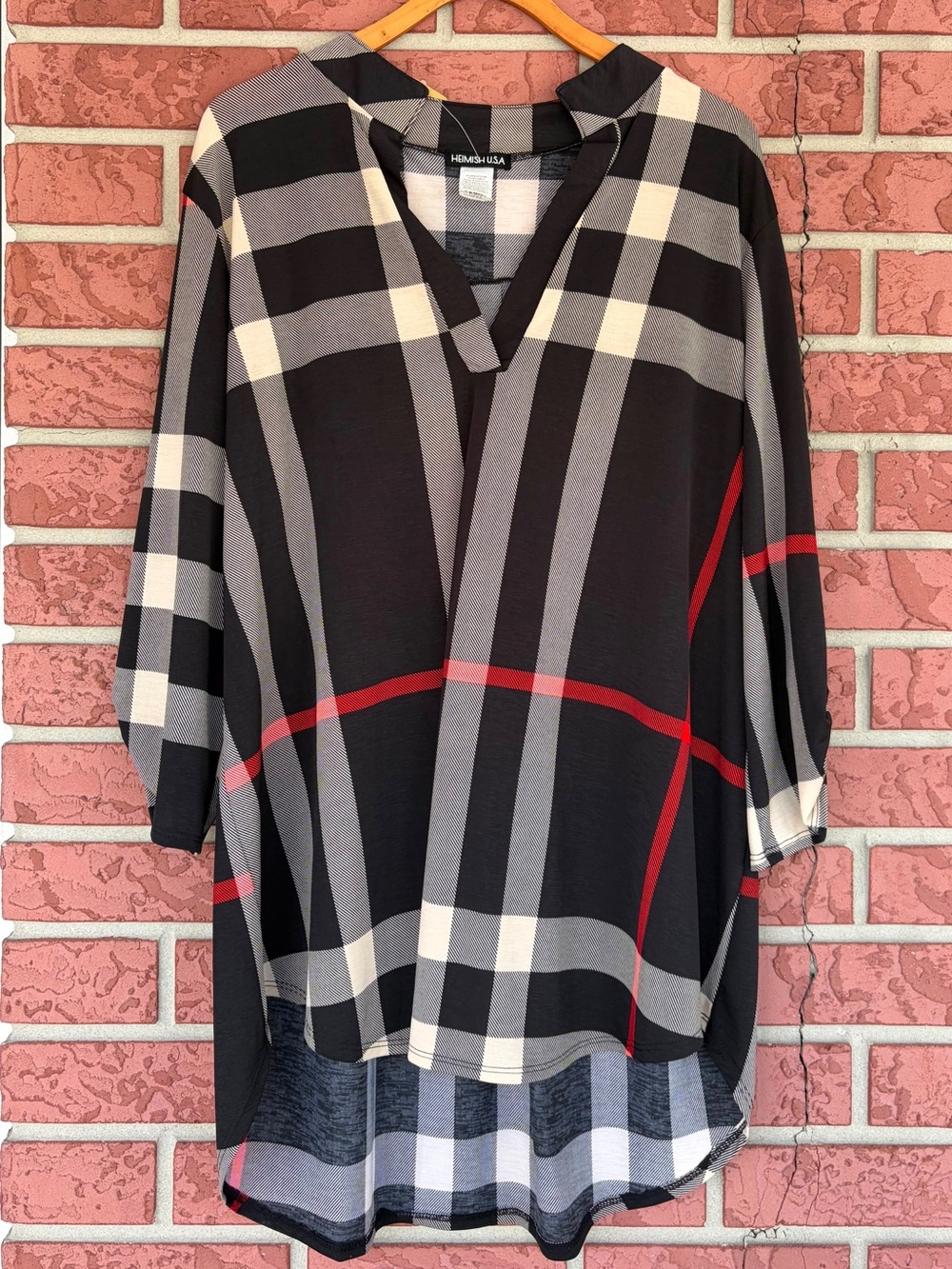 HEIMISH USA Black Plaid Tunic with Red Accents